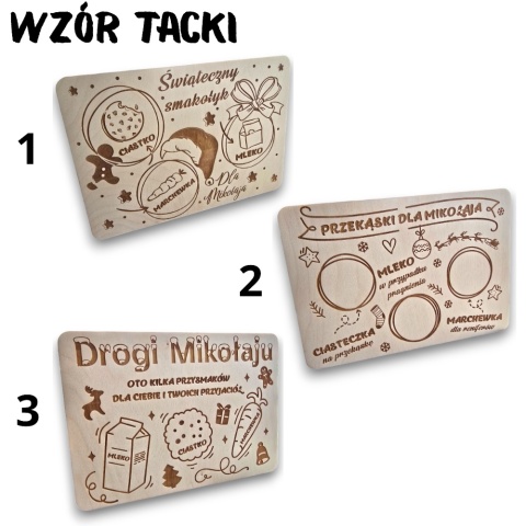 Zestaw Talerzyk TACKA DLA MIKOŁAJA Drewniana + ODCISKI BUTA + ODCISK KOPYT