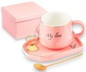Zestaw upominkowy dla kobiet FILIŻANKA Z PODSTAWKĄ ŁYŻECZKA BRELOK