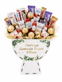BIAŁY KIELICH FLOWERBOX BOX PREZENT KOMUNIA NA SŁODYCZE KWIATY DEKORACJA MAŁY