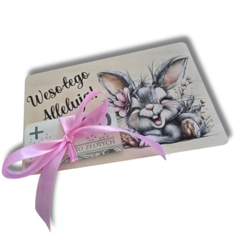 BON WIELKANOCNY NA PIENIĄDZE DREWNIANY PREZENT OD ZAJĄCZKA 12 WZORÓW