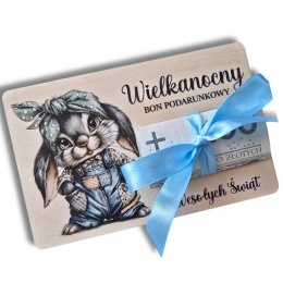 BON WIELKANOCNY NA PIENIĄDZE DREWNIANY PREZENT OD ZAJĄCZKA wzory