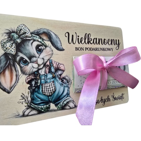 BON WIELKANOCNY NA PIENIĄDZE DREWNIANY PREZENT OD ZAJĄCZKA wzory