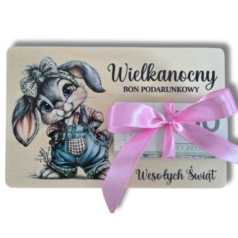 BON WIELKANOCNY NA PIENIĄDZE DREWNIANY PREZENT OD ZAJĄCZKA wzory