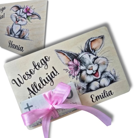 BON WIELKANOCNY OD ZAJĄCZKA NA PIENIĄDZE PREZENT PERSONALIZOWANY IMIĘ wzory