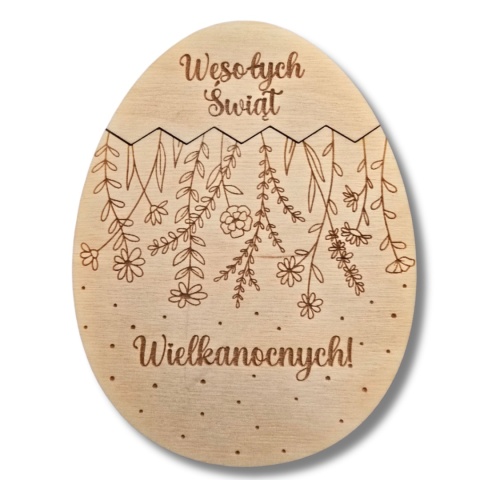 JAJKO WIELKANOCNE NA PIENIĄDZE DREWNIANE PREZENT OD ZAJĄCZKA WZORY