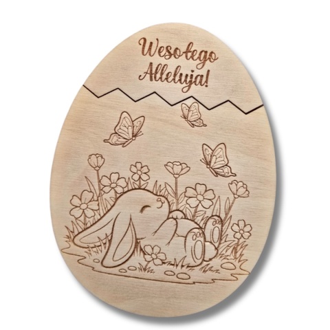 JAJKO WIELKANOCNE NA PIENIĄDZE DREWNIANE PREZENT OD ZAJĄCZKA WZORY