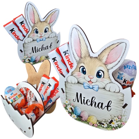 KOSZYK WIELKANOCNY PERSONALIZOWANY IMIĘ DLA DZIECKA NA SŁODYCZE OD ZAJĄCZKA