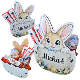KOSZYK WIELKANOCNY PERSONALIZOWANY IMIĘ DLA DZIECKA NA SŁODYCZE OD ZAJĄCZKA