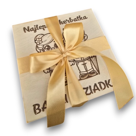 PREZENT NA DZIEŃ BABCI I DZIADKA Drewniana skrzynka z herbatą PERSONALIZACJA 100263