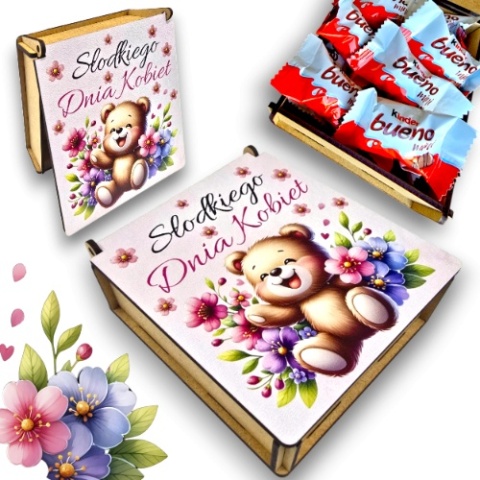 PREZENT NA DZIEŃ KOBIET DLA DZIEWCZYNEK do szkoły przedszkola pudełko na CZEKOLADKI słodycze