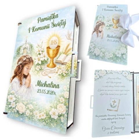 Pamiątka Pierwszej Komunii Świętej Pudełko na pieniądze Prezent na komunię