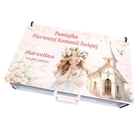 Pamiątka Pierwszej Komunii Świętej Pudełko na pieniądze Prezent na komunię