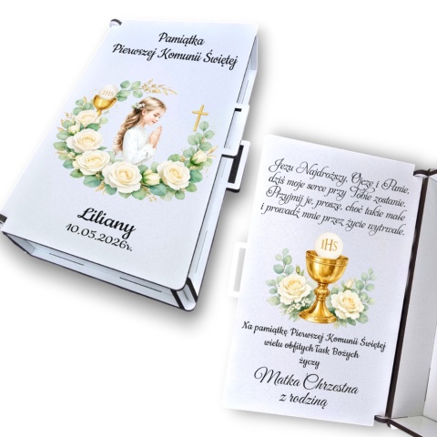 Pamiątka Pierwszej Komunii Świętej Pudełko na pieniądze Prezent na komunię