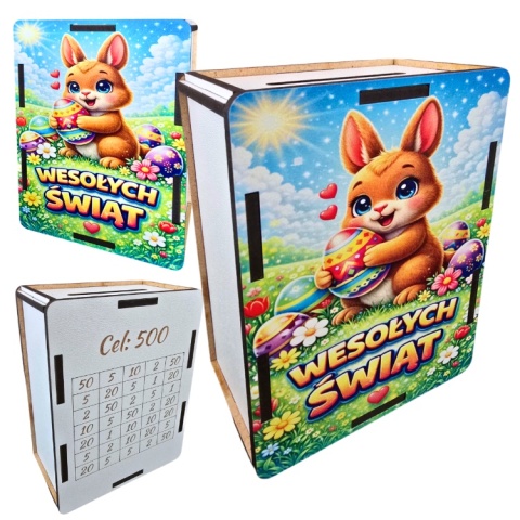 SKARBONKA WIELKANOCNA WYKREŚLANA OD ZAJĄCZKA DLA DZIECI 500 ZŁ PREZENT