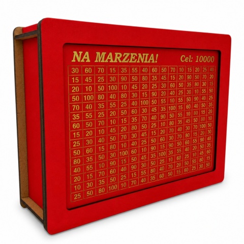 SKARBONKA WYKREŚLANA NA MARZENIA Czerwona 5000ZŁ 10000ZŁ OSZCZĘDZANIE PREZENT