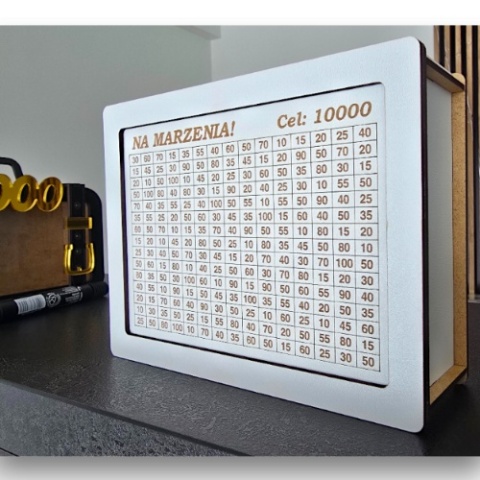 SKARBONKA WYKREŚLANA NA MARZENIA biała 5000ZŁ 10000ZŁ OSZCZĘDZANIE PREZENT