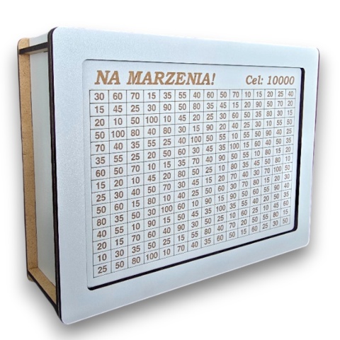 SKARBONKA WYKREŚLANA NA MARZENIA biała 5000ZŁ 10000ZŁ OSZCZĘDZANIE PREZENT