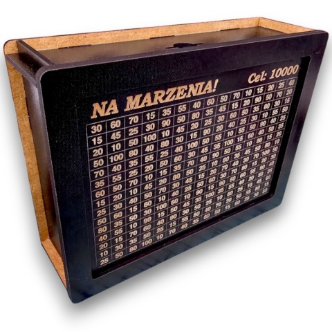 SKARBONKA WYKREŚLANA NA MARZENIA czarna 5000ZŁ 10000ZŁ OSZCZĘDZANIE PREZENT