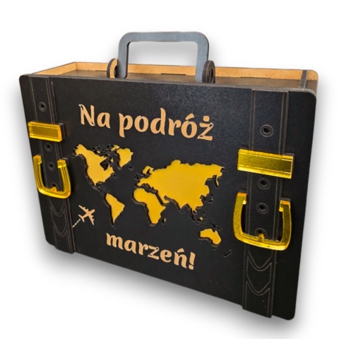 SKARBONKA WYKREŚLANA NA PODRÓŻ MARZEŃ WALIZKA PERSONALIZOWANA OSZCZĘDZANIE PREZENT