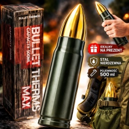 TERMOS POCISK 500 ml stal kubek militarny PREZENT survival ARMY GREEN GADGET 3704