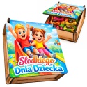ZESTAW PREZENT DZIEŃ DZIECKA pudełko na słodycze skarbonka DLA PRZEDSZKOLI