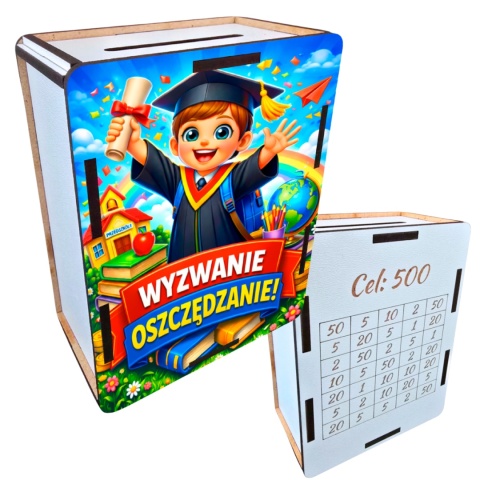 ZESTAW PREZENT NA ZAKOŃCZENIE PRZEDSZKOLA pudełko na słodycze skarbonka
