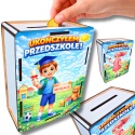 ZESTAW PREZENT NA ZAKOŃCZENIE PRZEDSZKOLA pudełko na słodycze skarbonka