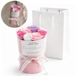FLOWER BOX BUKIET ZAPACHOWYCH KWIATÓW MYDLANYCH W PUDEŁKU 10 SZT FIOLET
