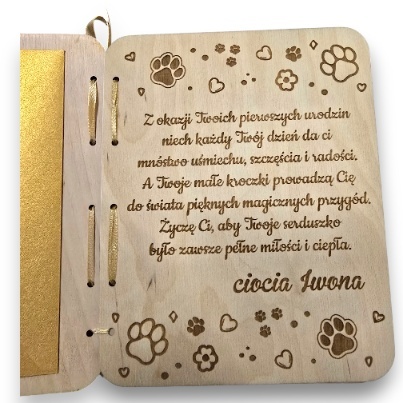 KARTKA NA ROCZEK LAMPART KARTKA DREWNIANA URODZINY PERSONALIZOWANA + Koperta złota