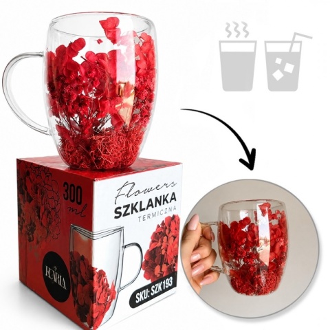 Szklanka termiczna kwiaty w środku HORTENSJA CHROBOTEK 300ml Podwójne dno