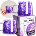 Szklanka termiczna kwiaty w środku HORTENSJA Fioletowa 180ml Podwójne dno