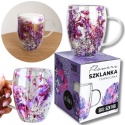 Szklanka termiczna z kwiatami w środku 300ml Podwójne dno NA PREZENT kwiaty