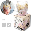 Szklanka termiczna z kwiatami w środku HORTENSJA GIPSÓWKA 300ml Podwójne dno