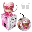Szklanka termiczna z kwiatami w środku HORTENSJA GIPSÓWKA 300ml Podwójne dno